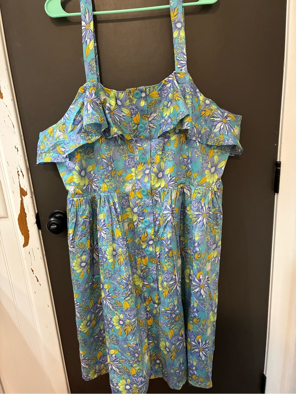 NWT Classic ModCloth Turquoise Floral-Trim Beach 🏖️ Dress